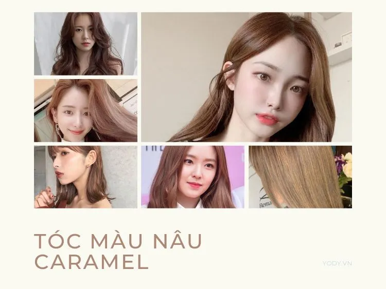 màu tóc nâu caramel thịnh hành