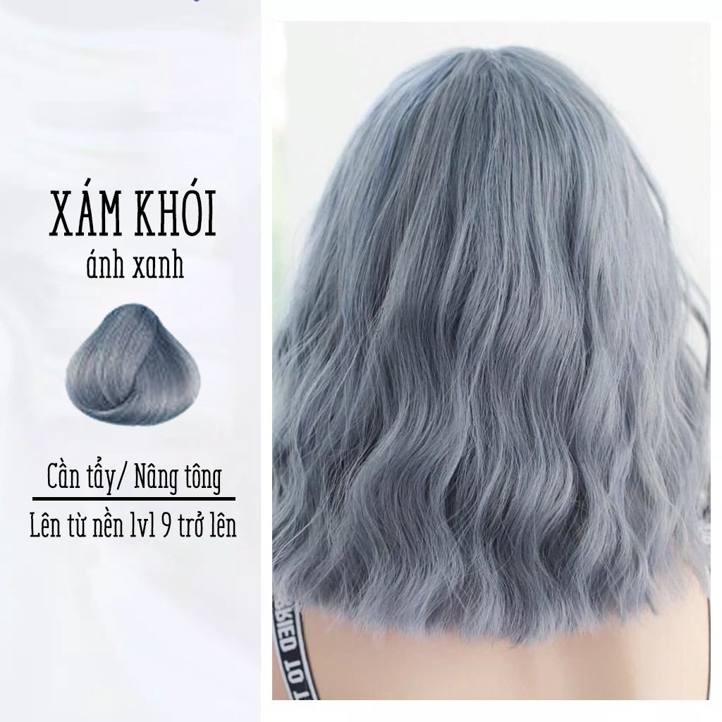 màu tóc xám xanh hiện đại