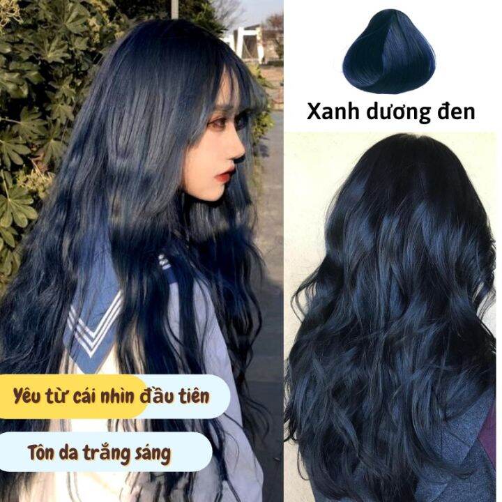 màu tóc xanh dương đen tự nhuộm tại nhà