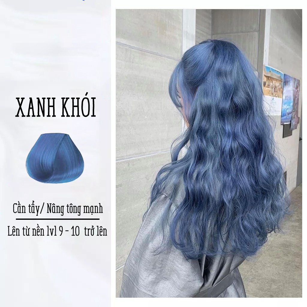 màu tóc xanh dương khói đẹp