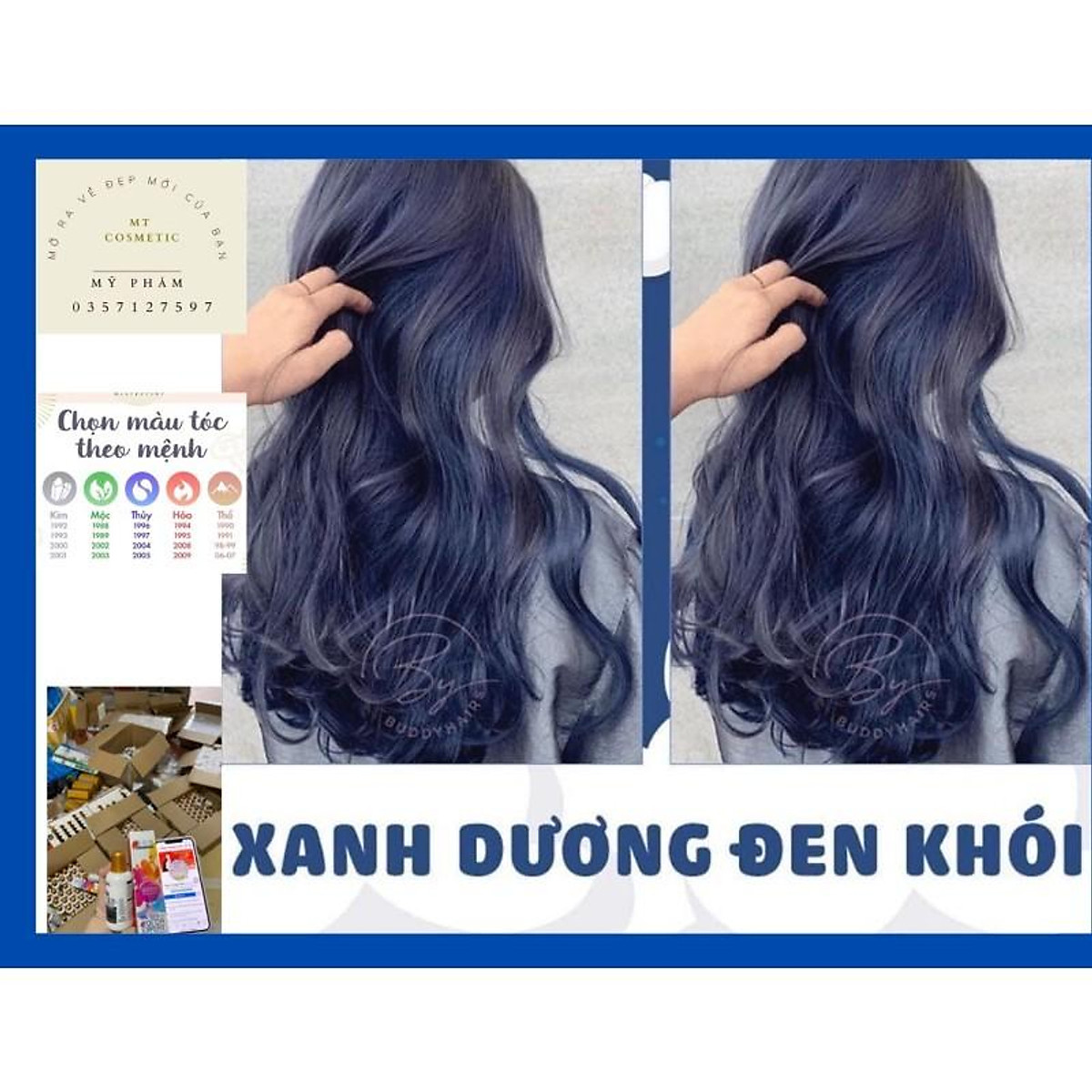 tâm trạng với màu tóc xanh dương khói